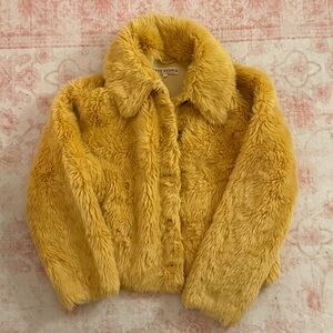 Free People Cozy Yellow Faux Fur Jacket
